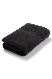 Tonal-logo black bath towel in Aegean cotton