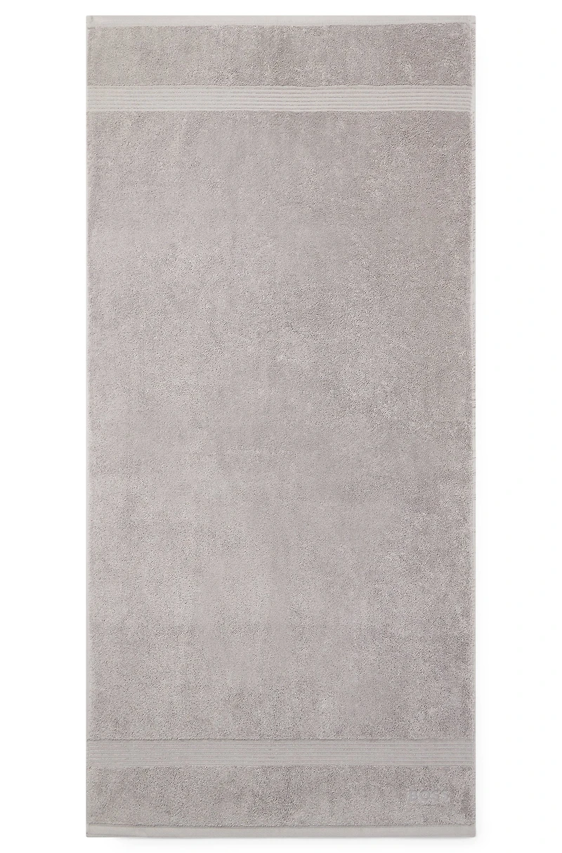 Silver Aegean-cotton bath towel with tonal logo