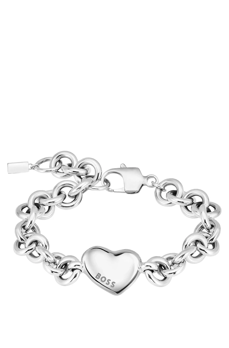 Silver-tone chain bracelet with heart charm