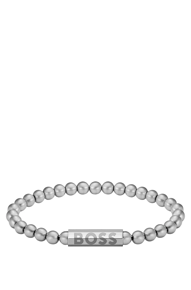 Logo-closure bracelet in a silver tone