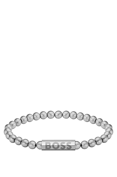 Logo-closure bracelet in a silver tone