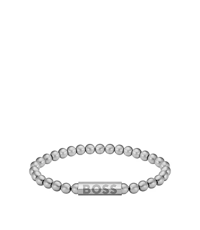 Logo-closure bracelet in a silver tone