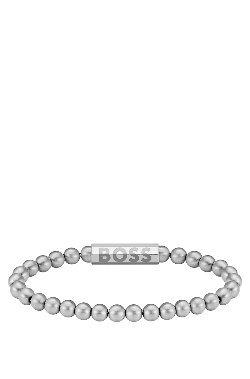 Logo-closure bracelet in a silver tone