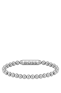Logo-closure bracelet in a silver tone