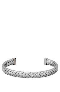 Silver-tone cuff with herringbone pattern