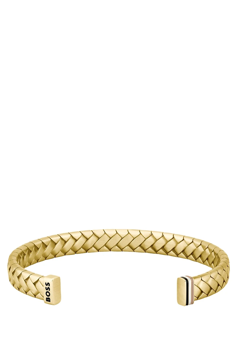 Gold-tone cuff with herringbone pattern