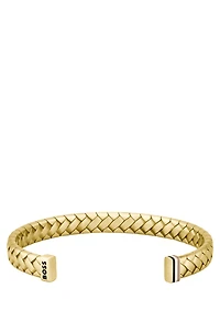 Gold-tone cuff with herringbone pattern