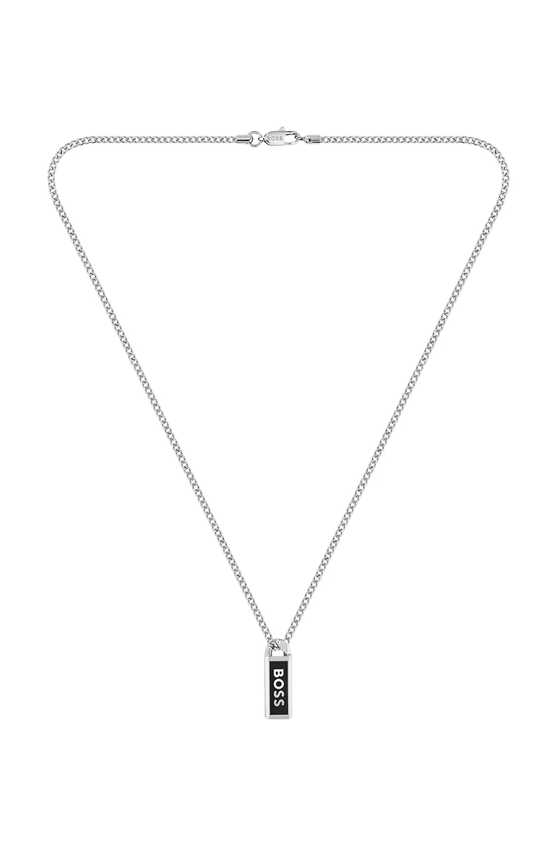 Necklace with logo plate