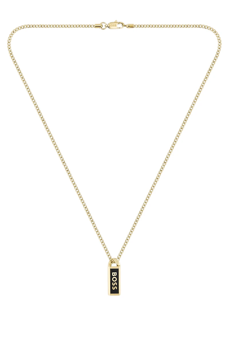 Gold-tone necklace with ink-filled logo pendant