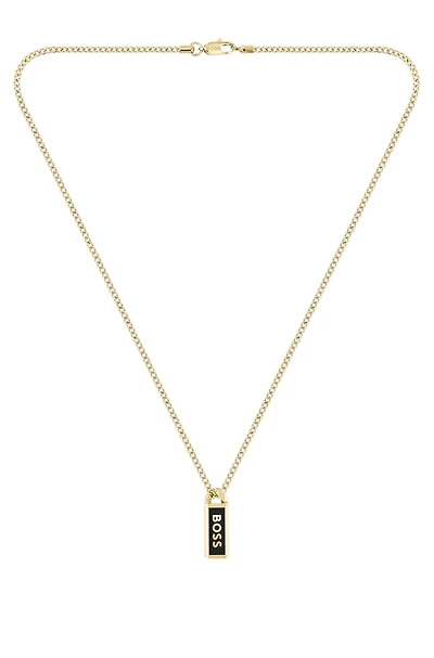Gold-tone necklace with ink-filled logo pendant