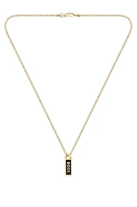 Gold-tone necklace with ink-filled logo pendant