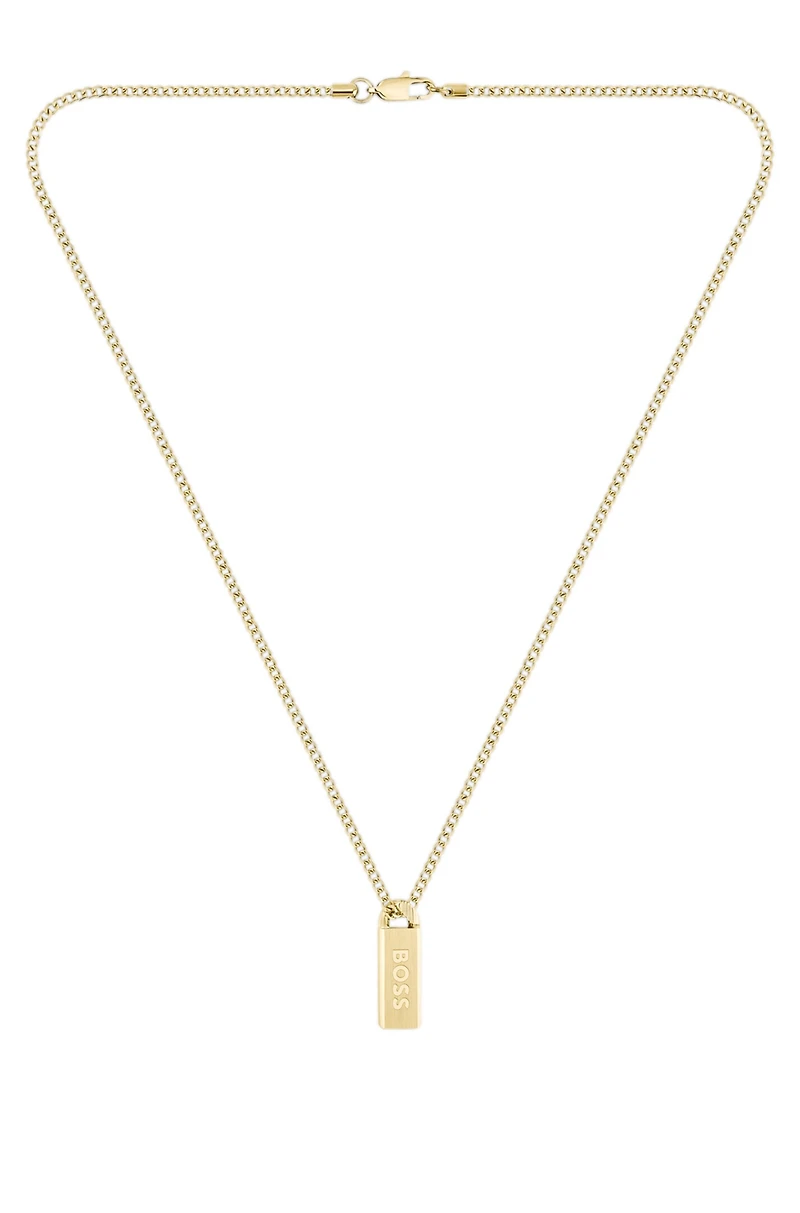 Gold-tone necklace with ink-filled logo pendant