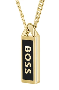 Gold-tone necklace with ink-filled logo pendant
