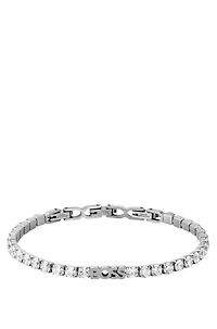 Silver-tone cuff with logo and crystals