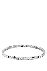 Silver-tone cuff with logo and crystals