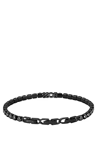 Chain tennis bracelet with black crystals