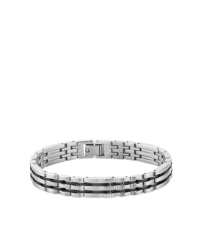 Black and silver-tone cuff with logo clasp