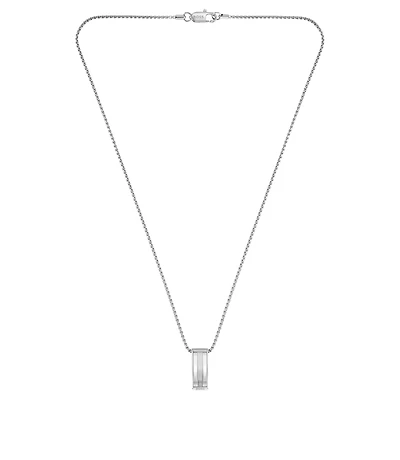 Silver-tone necklace with stripe-effect pendant