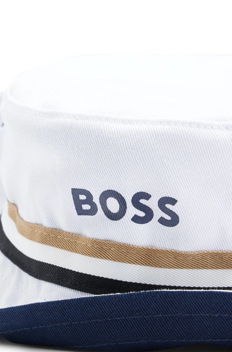 Kids' reversible bucket hat cotton with logo prints