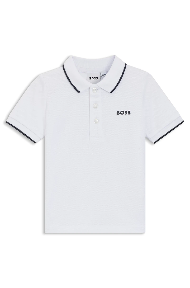 Kids' logo-print polo shirt cotton piqué