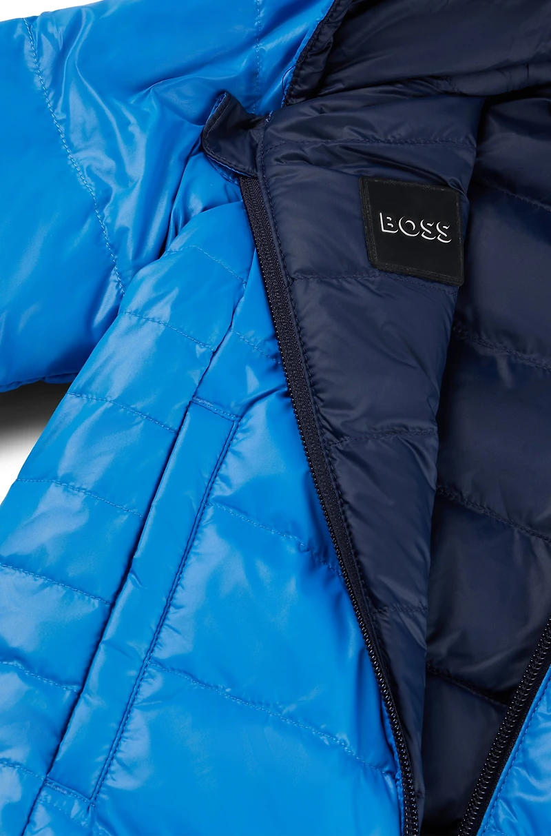 Kids' reversible down jacket with logo details