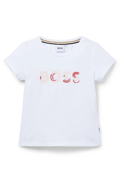 Kids' T-shirt stretch cotton with logo print