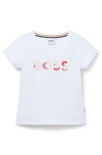 Kids' T-shirt stretch cotton with logo print