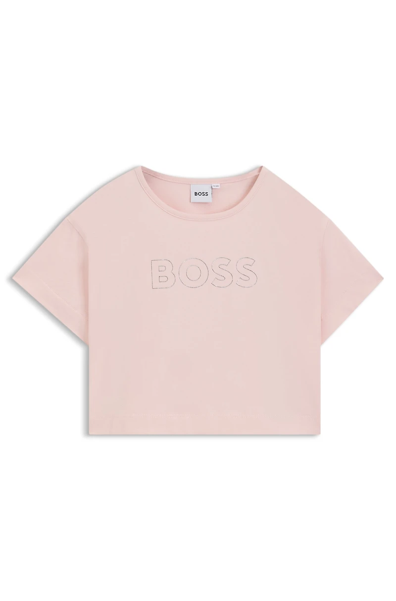 Kids' oversize-fit stretch-cotton T-shirt with logo artwork