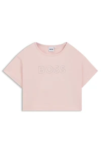 Kids' oversize-fit stretch-cotton T-shirt with logo artwork