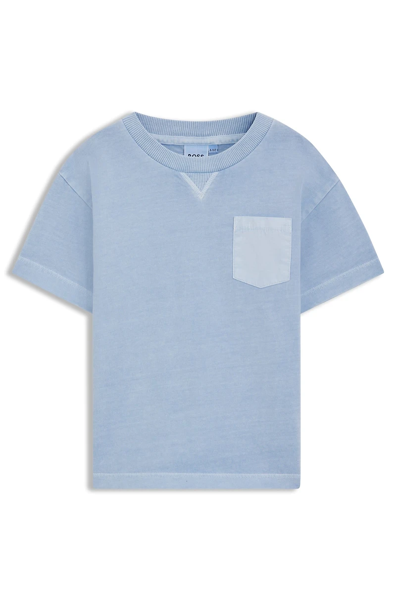 Kids' T-shirt faded-effect cotton with embroidered logo