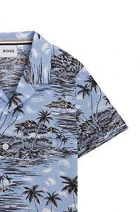 Kids' regular-fit shirt tropical-print cotton poplin