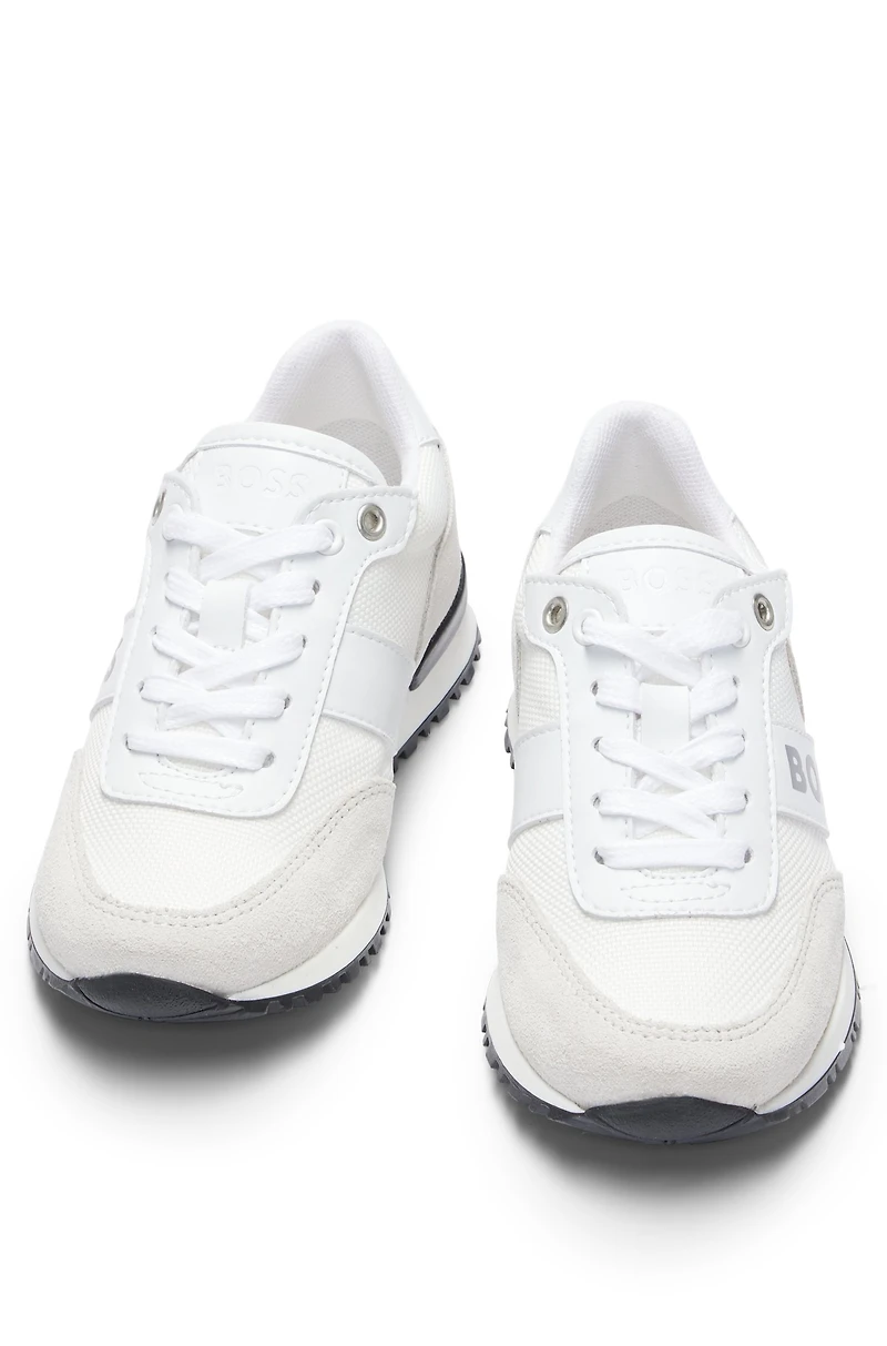 Kids' trainers mixed materials with contrast logo