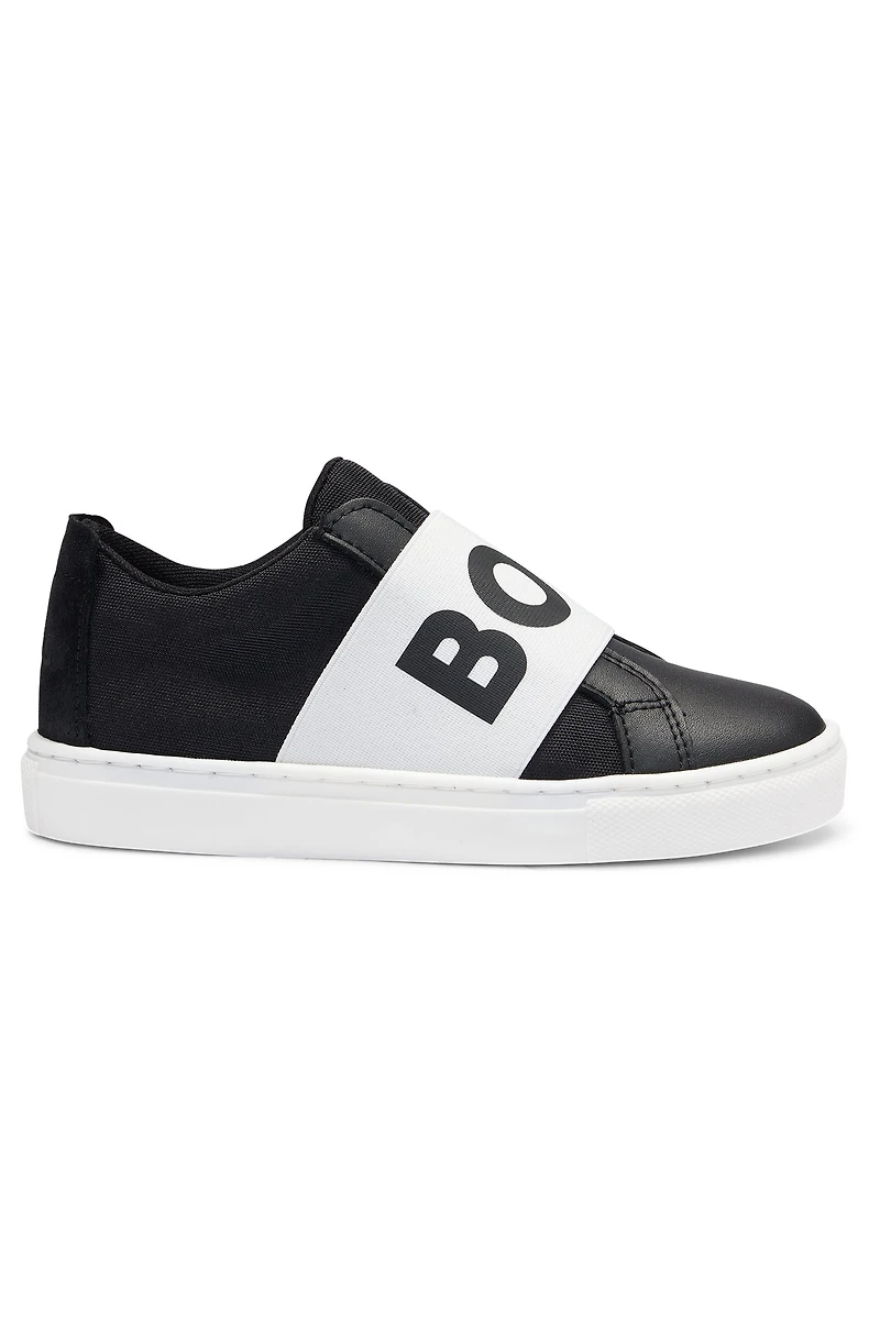 Kids' logo-strap trainers canvas and leather