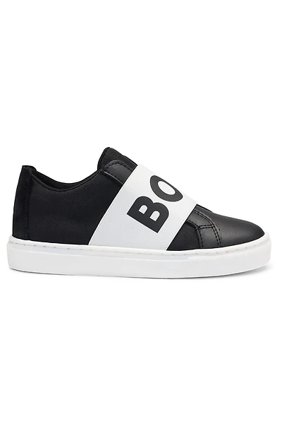 Kids' logo-strap trainers canvas and leather