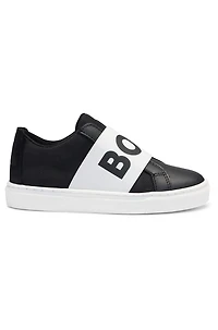 Kids' logo-strap trainers canvas and leather