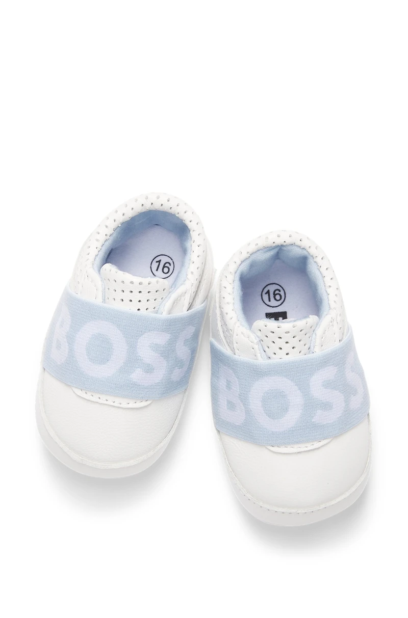 Baby shoes leather with branded strap