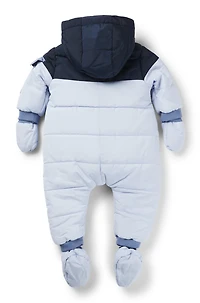 Baby snowsuit with faux-fur lining and logo details