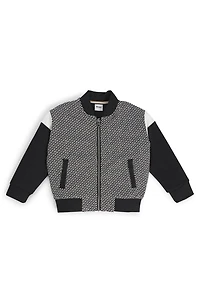 Kids' zip-up cardigan with monogram front