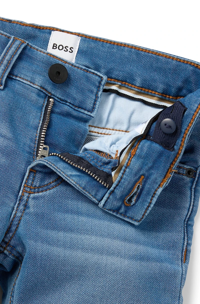 Kids' slim-fit jeans blue stretch denim