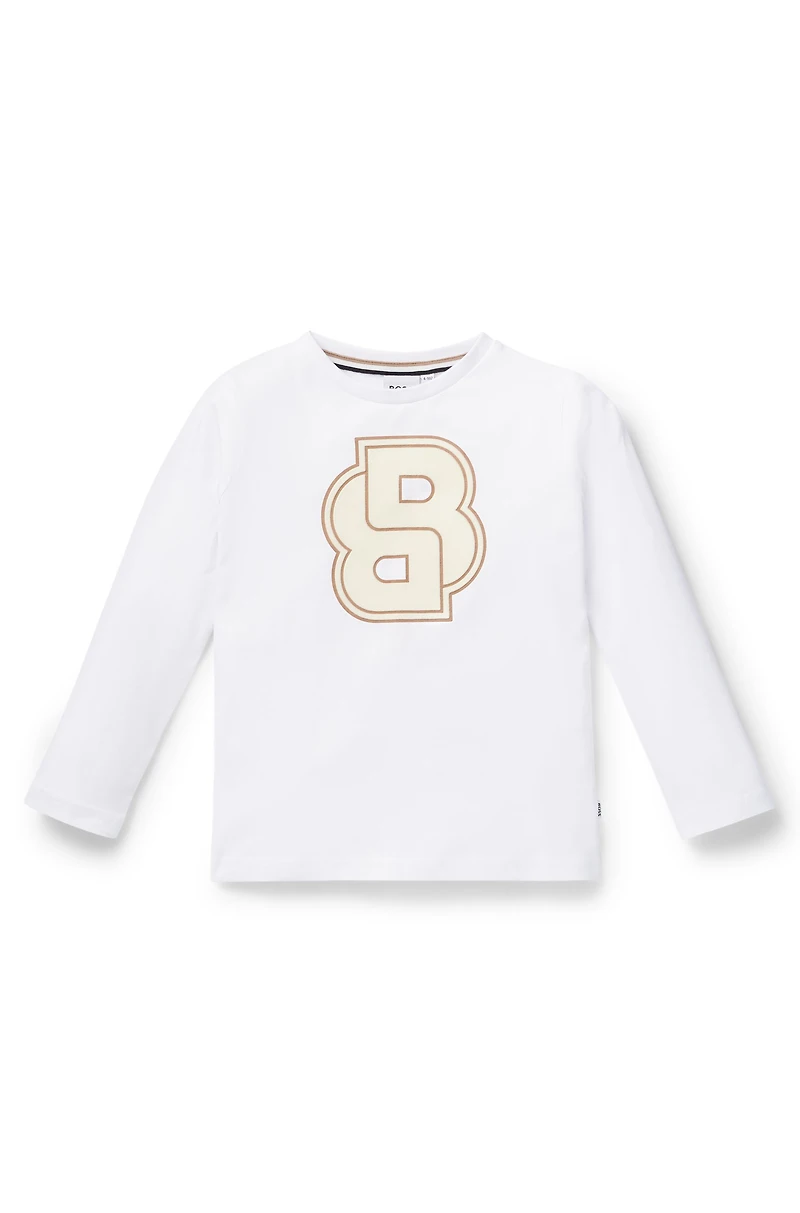Kids' long-sleeved cotton T-shirt with Double B monogram