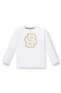 Kids' long-sleeved cotton T-shirt with Double B monogram