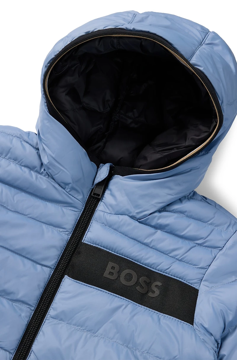 Kids' reversible hooded jacket with water-repellent finish