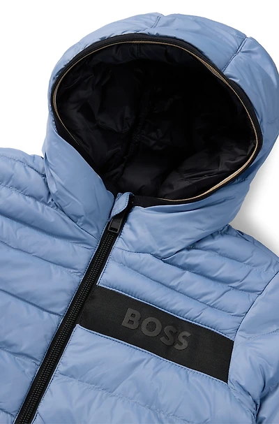 Kids' reversible hooded jacket with water-repellent finish