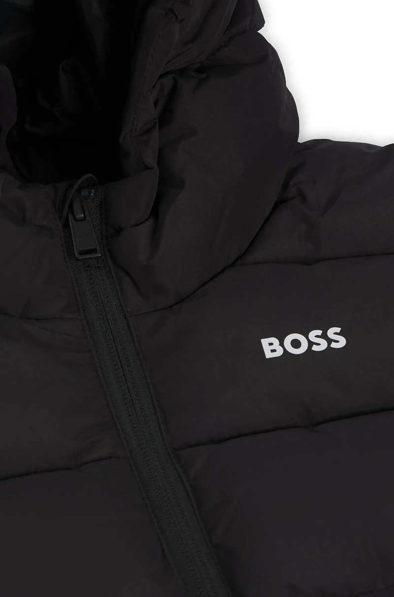 Kids' hooded padded jacket with logo details