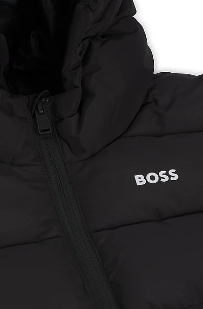 Kids' hooded padded jacket with logo details
