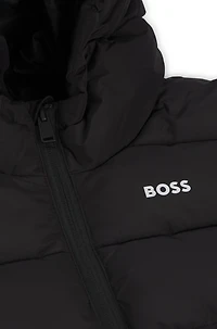 Kids' hooded padded jacket with logo details