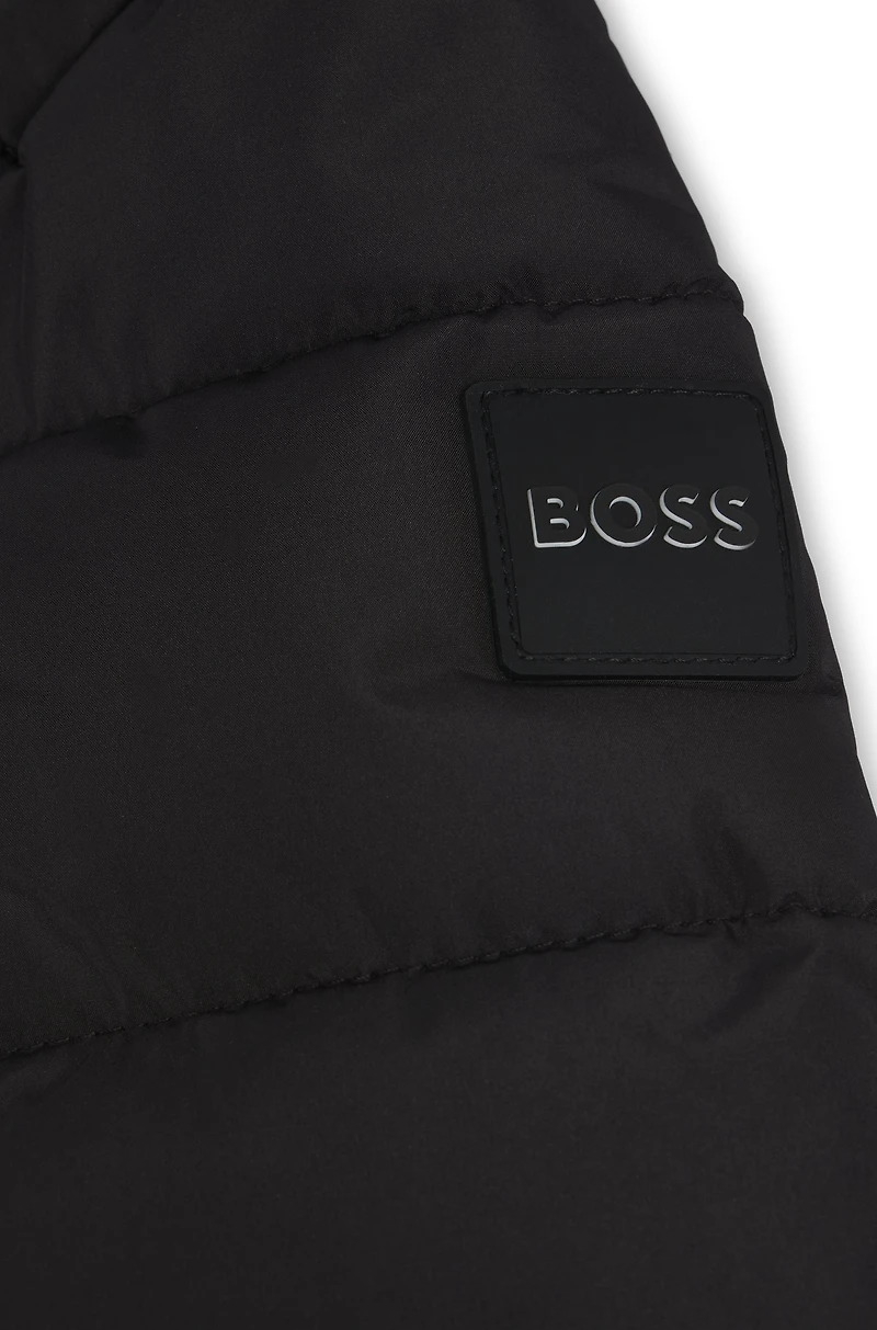 Kids' hooded padded jacket with logo details