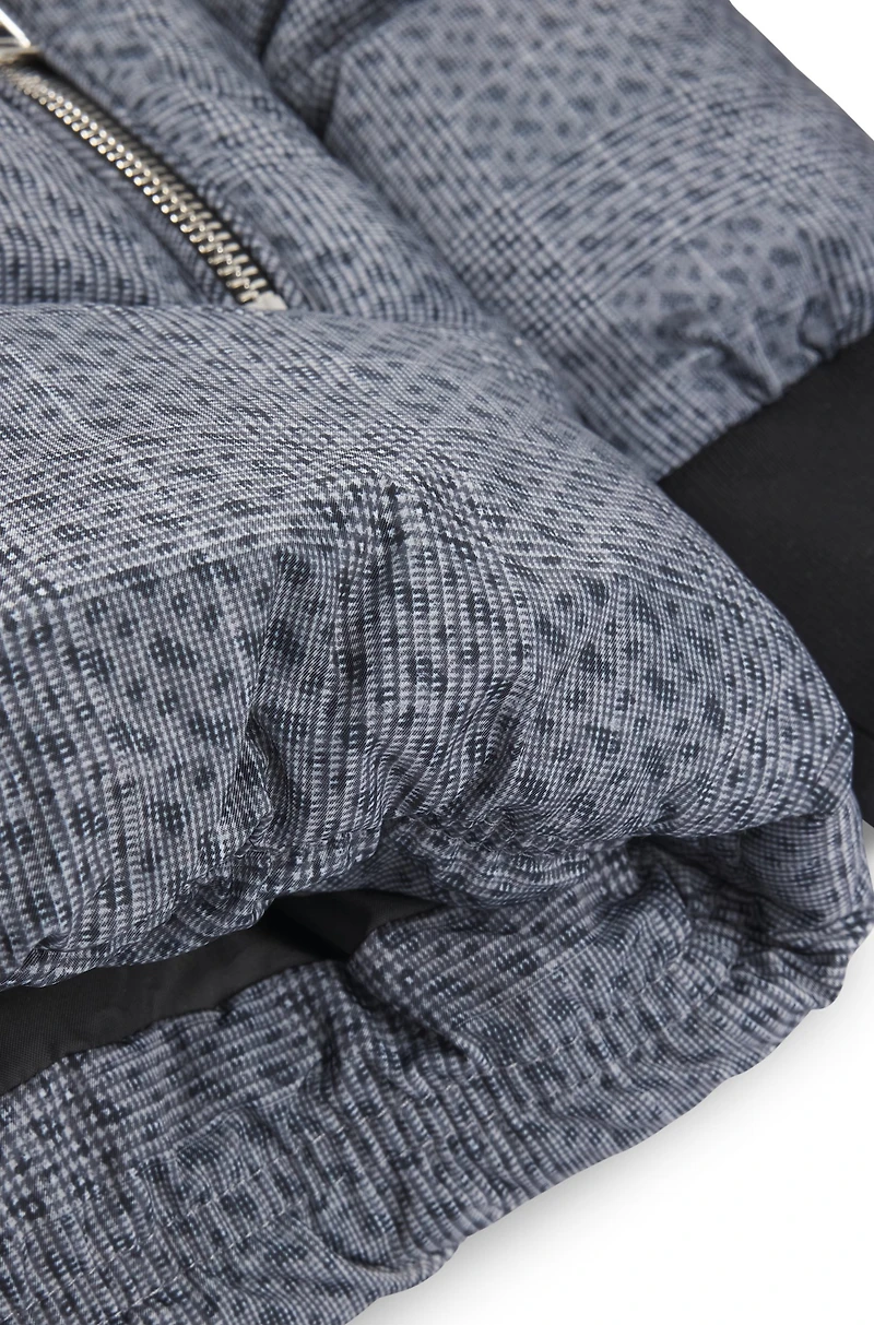 Kids' padded jacket with all-over checks and monograms