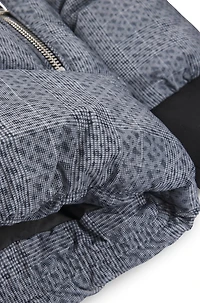 Kids' padded jacket with all-over checks and monograms