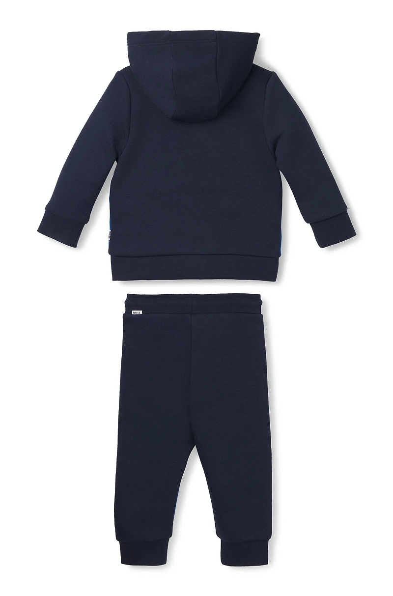 Kids' tracksuit with color-blocking and logo prints